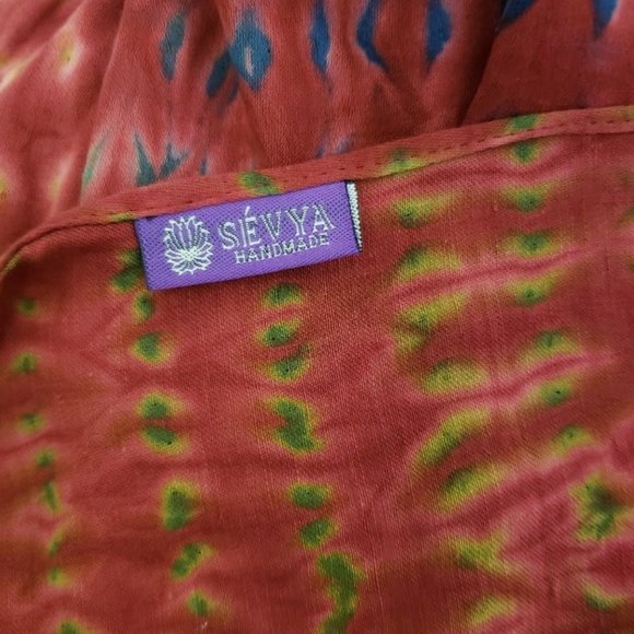 Sevya Beaded Cotton Pink Green Red Handmade Fair Trade Scarf NWOT - Picture 6 of 6